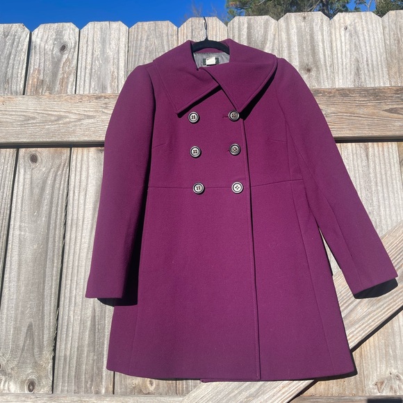 J. Crew Women's Aubergine Merlot Rich Purple Wool Car Coat Size P 10 - Picture 1 of 14